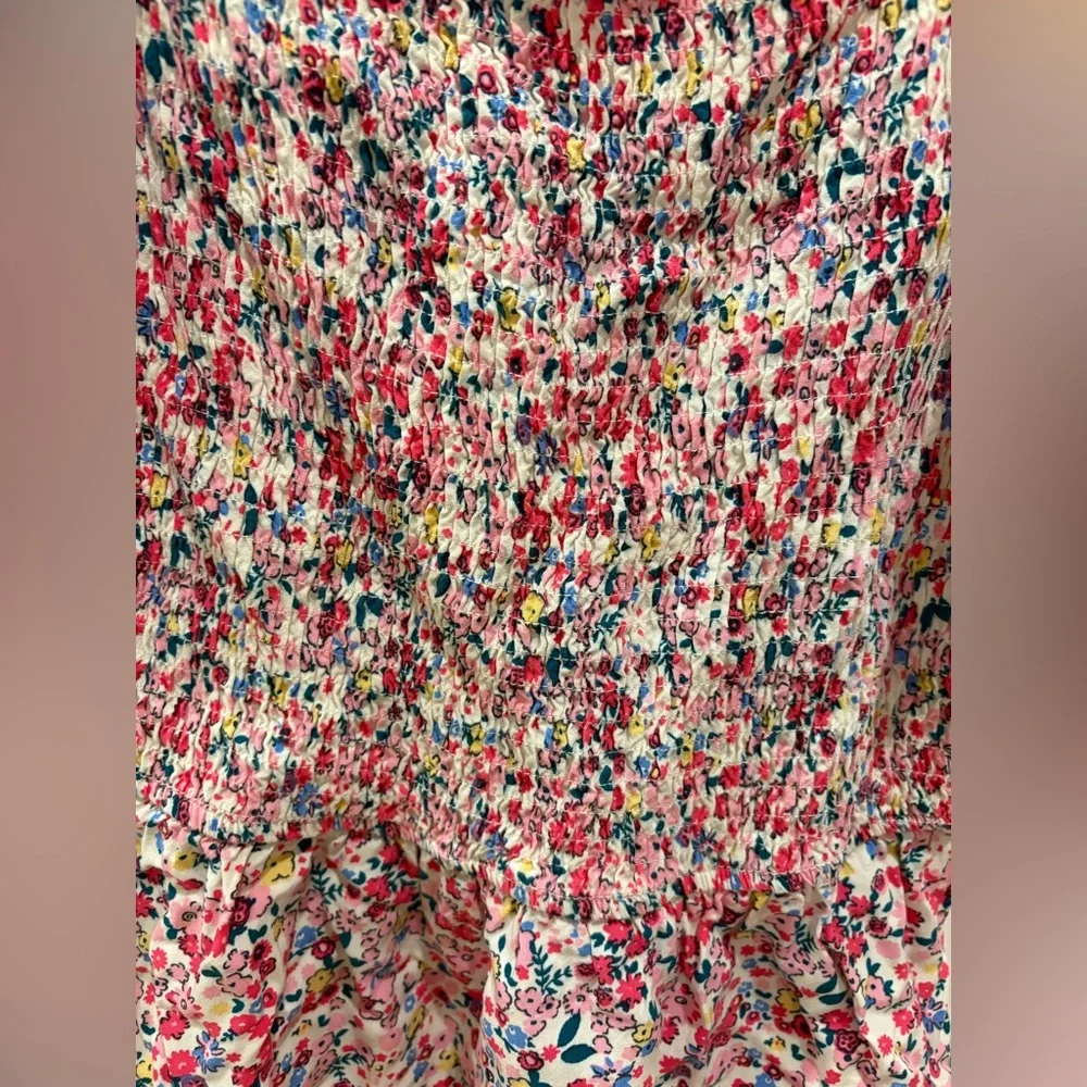 Smocked Multicolored Floral Top Size M - Picture 4 of 7
